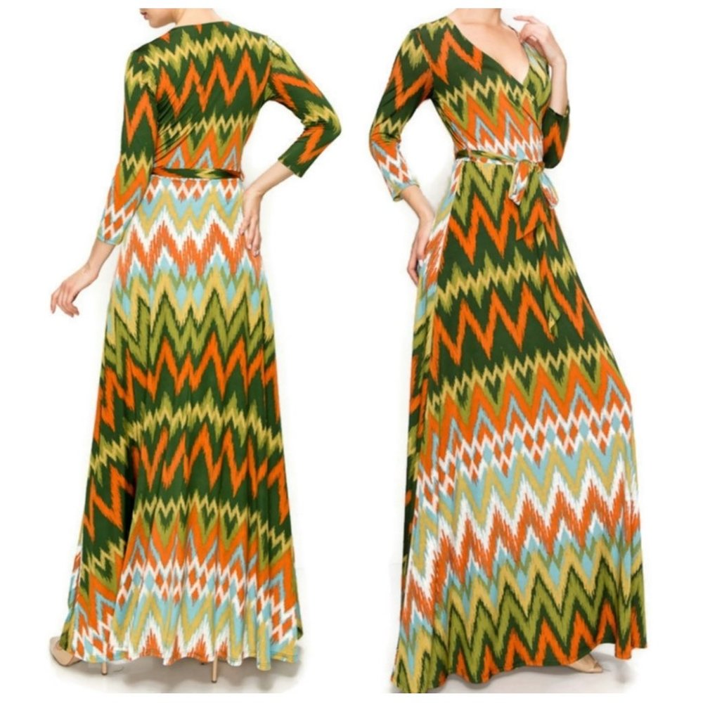 Janette Fashion No Static Faux Wrap Maxi Dress